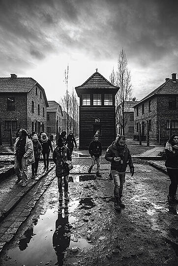 Serie: Das Motiv einer Serie, aufgenommen im KZ Auschwitz von Pressefotograf Stefan Gregor.
