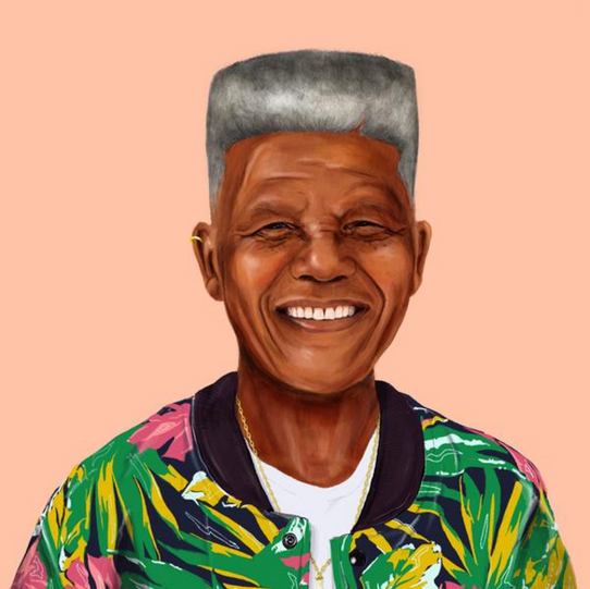 Israelischer Illustrator kreiert die Bildreihe "Hipstory" - Nelson Mandela.