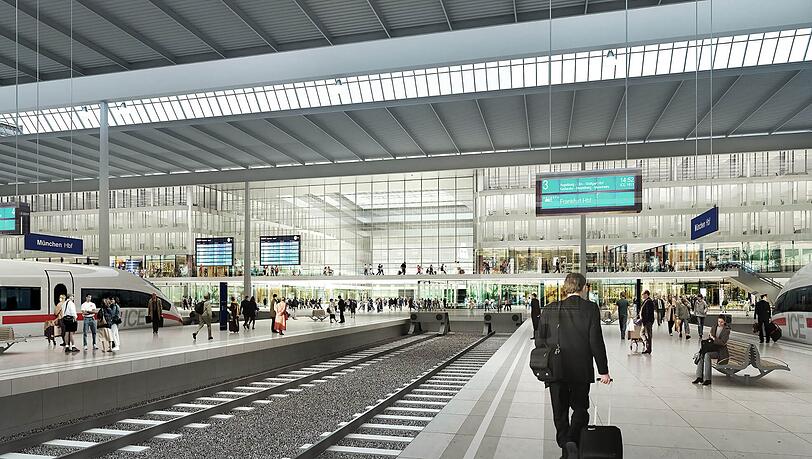 So soll es in der Gleishalle aussehen, sobald der Umbau der angrenzenden Gebäudeteile fertig ist. Die Möglichkeit von Solaranlagen auf dem Dach der Gleishalle wird noch geprüft.