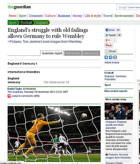 The Guardian: Englands Kampf mit den alten Schwächen erlaubt es, dass Deutschland in Wembley regiert.