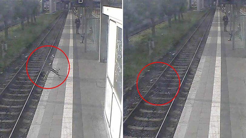 Der Einkaufswagen rollte los und stürzte ins Gleis.