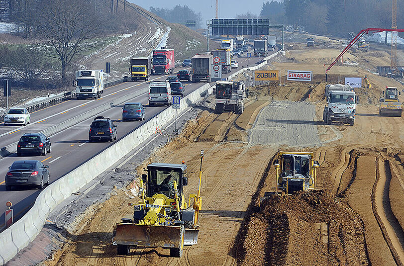 Eine der derzeit größeren Autobahn-Baustellen im Freistaat: die Autobahn A8 zwischen Augsburg und Ulm.