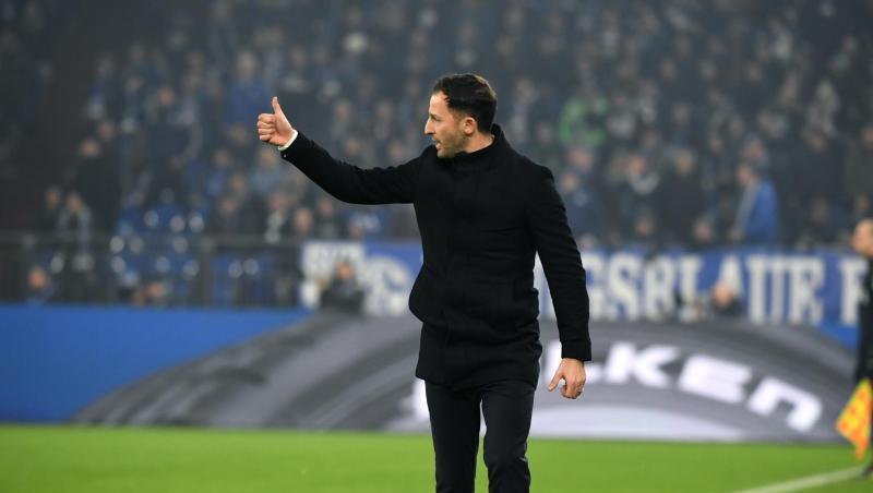 Der Trainer Domenico Tedesco von Schalke gestikuliert während des Spiels. Foto: Ina Fassbender/Archiv Der Trainer Domenico Tedesco von Schalke gestikuliert während des Spiels. Foto: Ina Fassbender/Archiv