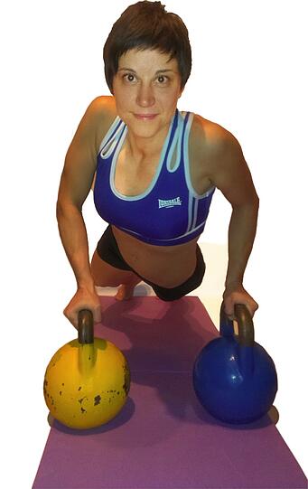 Und so schaut's aus, wenn die Sportlerin aus Kiew mit den Kugelhanteln arbeitet.