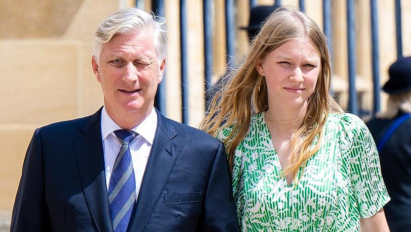 K&ouml;nig Philippe und seine j&uuml;ngste Tochter Prinzessin El&eacute;onore.