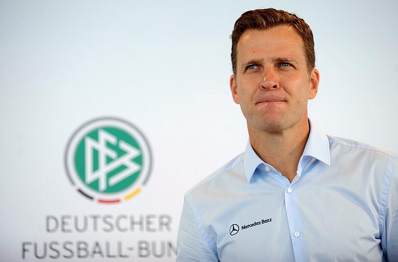 Oliver Bierhoff, Manager der deutschen nationalmannschaft am 3.9. bei der Pressekonferenz des DFB in München.