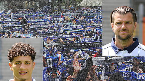 Arminia-Physio Michael Schweika (rechts) zog Samir Benamar (links) die Zunge aus dem Rachen, um die Atemwege zu befreien.