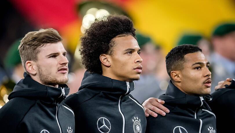 Tempo-Trio in der Nationalmannschaft: Timo Werner, Leroy Sané und Serge Gnabry (v.l.).