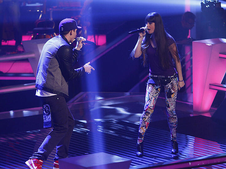Am Freitag heißt es Bühne frei für Blue MC und Alex, beim ersten Rap-Battle bei "The Voice of Germany" (20:15 Uhr in SAT.1)