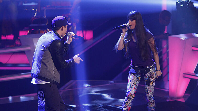 Am Freitag heißt es Bühne frei für Blue MC und Alex, beim ersten Rap-Battle bei "The Voice of Germany" (20:15 Uhr in SAT.1) Am Freitag heißt es Bühne frei für Blue MC und Alex, beim ersten Rap-Battle bei "The Voice of Germany" (20:15 Uhr in SAT.1)