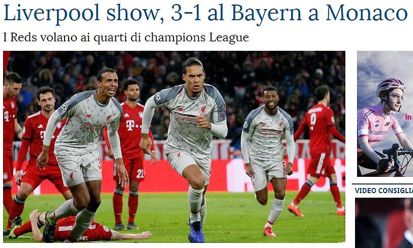 Die "Stampa" schreibt von einer "Show" des FC Liverpool gegen Bayern.