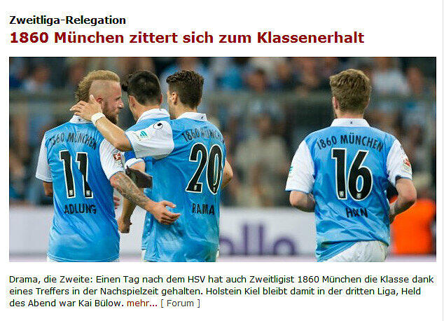 Die Pressestimmen zum Relegationsspiel zwischen dem TSV 1860 München und Holstein Kiel zum Durchklicken.