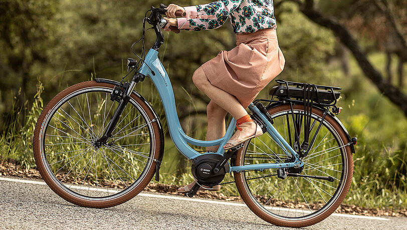 Ein Stadt-E-Bike. Ein Stadt-E-Bike.