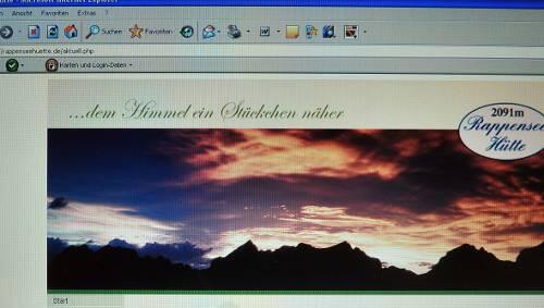 Die Homepage der Rappenseehütte. Die Homepage der Rappenseehütte.