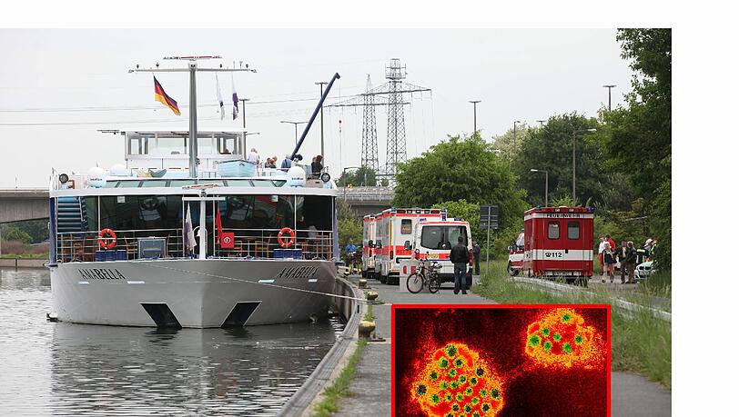 Die Amabella im Nürnberger Hafen: Ärzte, Sanitäter, Polizei, Gesundheitsamt und Feuerwehr eilten zu dem Kreuzfahrtschiff, auf dem 20 Passagiere und ein Crew-Mitglied vom Norovirus befallen sind. Die Krankheit dauert zehn bis 70 Stunden. Die Amabella im Nürnberger Hafen: Ärzte, Sanitäter, Polizei, Gesundheitsamt und Feuerwehr eilten zu dem Kreuzfahrtschiff, auf dem 20 Passagiere und ein Crew-Mitglied vom Norovirus befallen sind. Die Krankheit dauert zehn bis 70 Stunden.