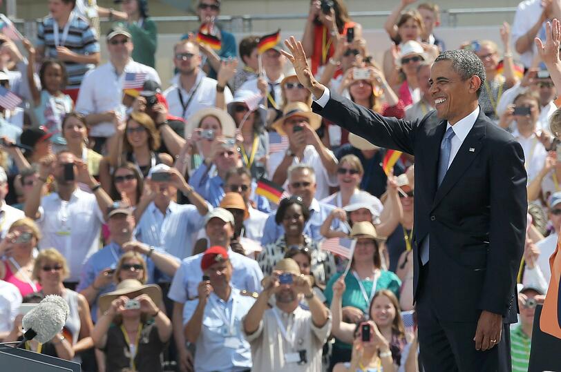 Barack Obama vor seiner Rede am Brandenburger Tor.