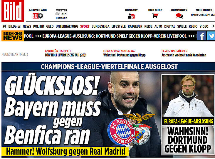 Für bild.de haben die Bayern ein "Glückslos" erwischt.