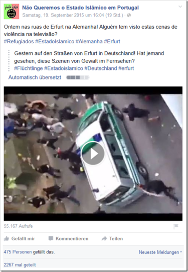 Randalierende Flüchtlinge in Erfurt? Nein, Autonome 2011 in Dortmund.