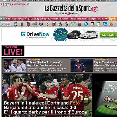 Die italienische "La Gazetta dello Sport" schreibt von einem "bayerischen Fest" im Camp Nou.