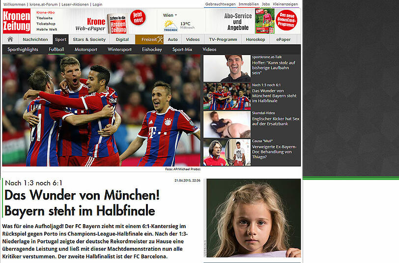 Die österreichische Kronenzeitung will in München ein Wunder gesehen haben.