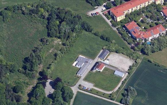 Das Grundstück an der Stegmühlstraße aus der Luft gesehen.