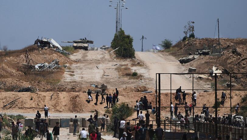 Ein Gebiet bei einem Verteilungszentrum im südlichen Gazastreifen