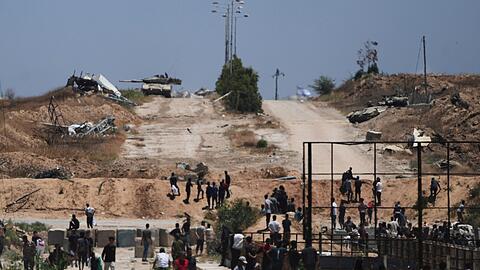 Ein Gebiet bei einem Verteilungszentrum im südlichen Gazastreifen
