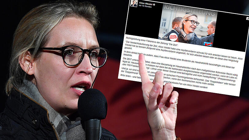 Alice Weidel ist sich keiner Schuld bewusst, den Bericht bezeichnet sie als "Fakenews".
