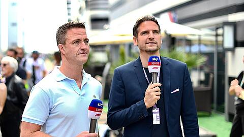 Ralf Schumacher (l.) während eines Einsatzes als Experte für die Formel 1 bei Sky.
