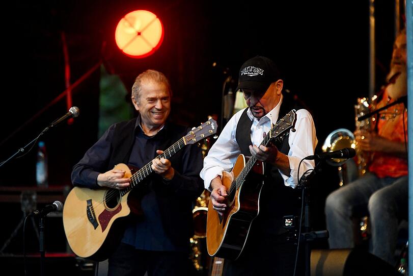 Günther Sigl, Barny Murphy und Saxophonist Otto Staniloi beim Auftritt der Spider Murphy Gang am Sonntag im Deutschen Museum.