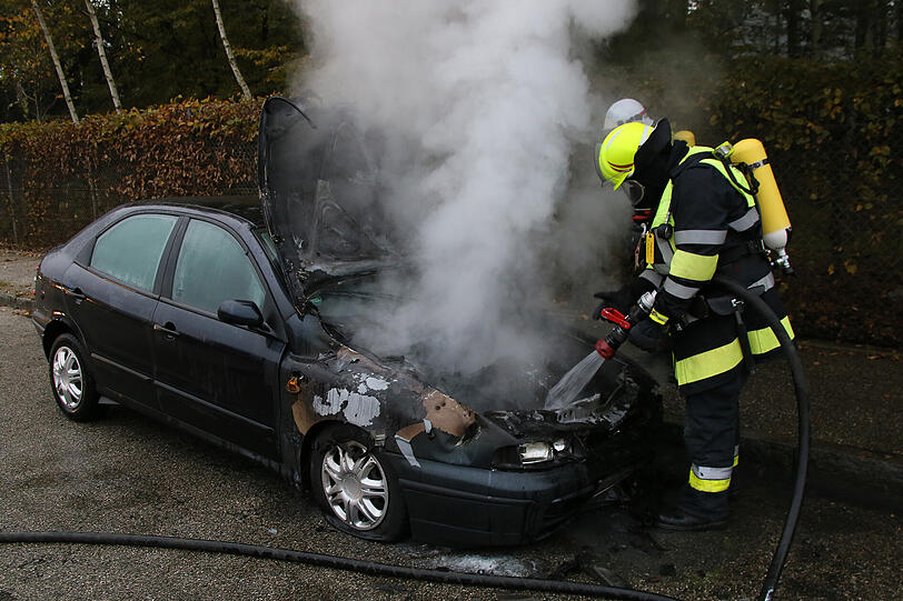 Wahrscheinlich wegen eines technischen Defekts ging der Pkw in Flammen auf.