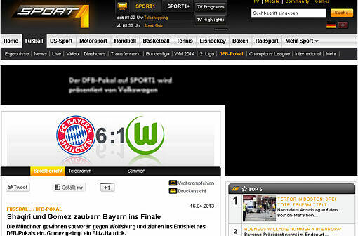 "Sport1.de" schreibt: "Shaqiri und Gomez zaubern ins Finale".