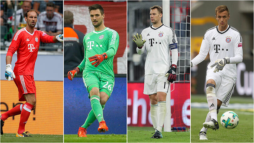 Die aktuellen Torhüter des FC Bayern: Tom Starke, Sven Ulreich, Manuel Neuer und Christian Früchtl (v.l.).