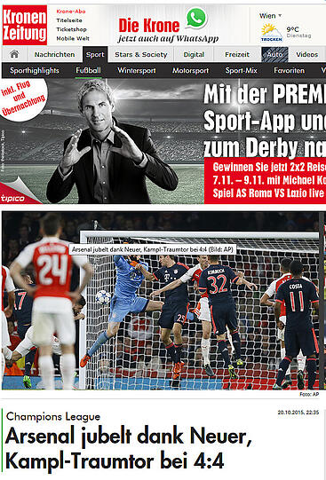 Die Krone aus Österreich sieht Arsenal dank Neuer jubeln.