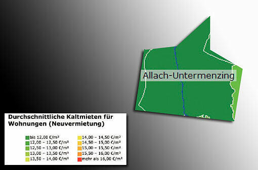Mietspiegel 2013: Durchschnittliche Kaltmieten für Wohnungen in München (Neuvermietung)