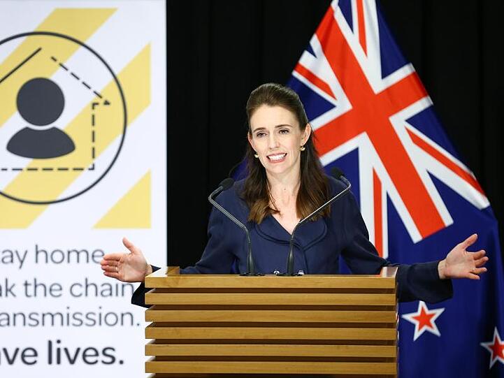 Jacinda Ardern, Premierministerin von Neuseeland, bei eienr Pressekonferenz zum Stand der Corona-Krise.