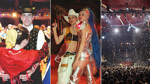 Die Münchner feiern und tanzen gerne - wie auch die volle Tanzfläche beim "Ball der Sterne" (2016, rechts) zeigt.