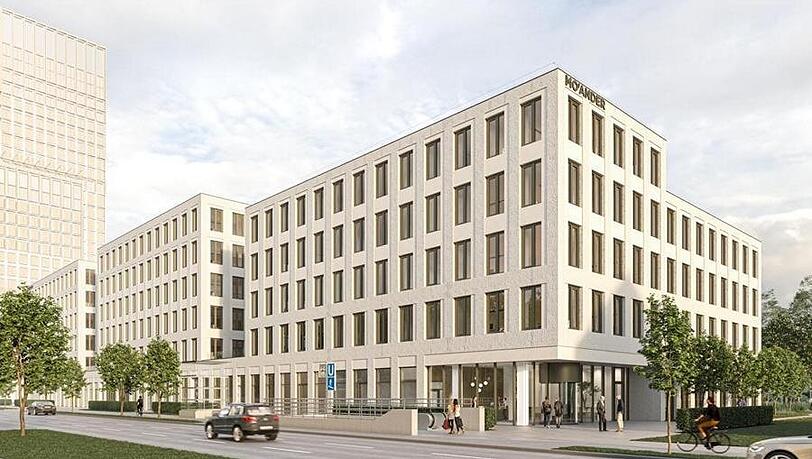 Weiße Steinfassade: So soll der Bürocampus Mo'ander aussehen. Weiße Steinfassade: So soll der Bürocampus Mo'ander aussehen.