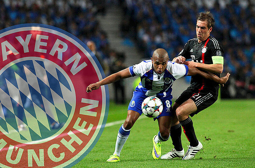 Das Objekt der Begierde im Zweikampf mit Philipp Lahm: Yacine Brahimi vom FC Porto und der Bayern-Kapitän könnten bald Kollegen sein.