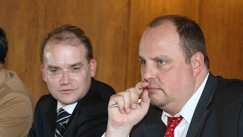 Die Fraktions-Chefs im Nürnberger Rathaus: Sebastian Brehm (CSU, links) und Christian Vogel (SPD).