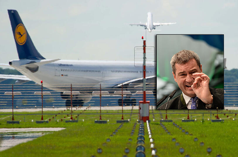 Knapp 288 000 Mal sind Flugzeuge in den letzten neun Monaten am Münchner Flughafen gestartet und gelandet: 1,1 Prozent mehr als 2014 &ndash; aber noch immer viel weniger als 2008. Rechts: Christian Magerl (Grüne): &bdquo;Für mich bleibt das Projekt tot.&ldquo; Links: Markus Söder (CSU) wirbt weiter für die dritte Startbahn.