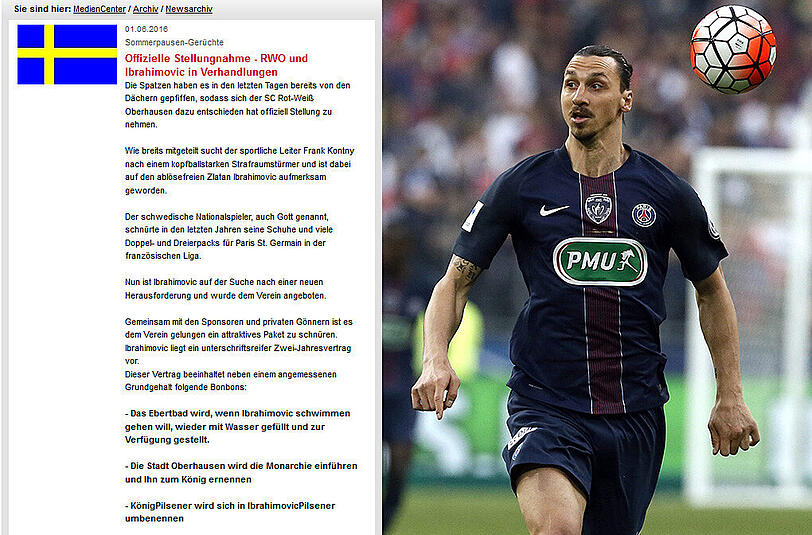 Diese News von Rot-Weiß Oberhausen zu Zlatan Ibrahimovic sorgt im Netz für großes Aufsehen.