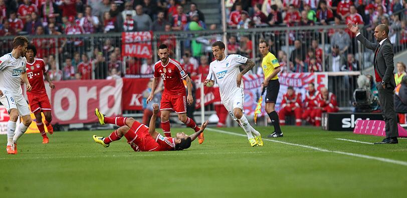 29.März 2014: Thiago zog sich beim 3:3 gegen 1899 Hoffenheim einen Innenbandriss im rechten Knie zu.