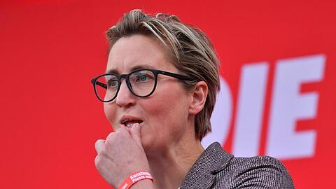 Linken-Parteichefin Susanne Hennig-Wellsow bei einer Wahlkampfveranstaltung.