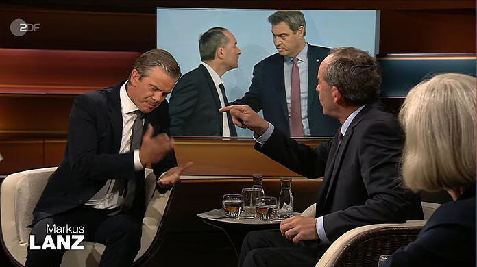 Hubert Aiwanger (r.) im hitzigen Dialog mit Moderator Markus Lanz.