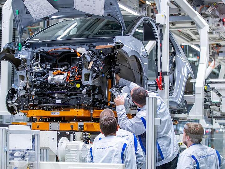 Produktion des Elektroautos ID.3 im Volkswagen-Werk.