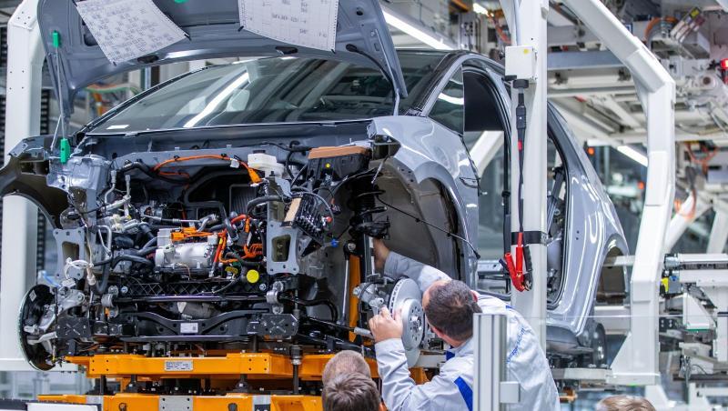 Produktion des Elektroautos ID.3 im Volkswagen-Werk. Produktion des Elektroautos ID.3 im Volkswagen-Werk.