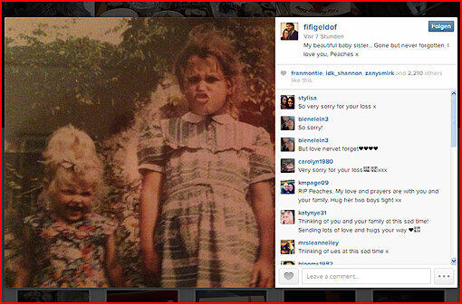 Fifi Geldof, die ältere Schwester von Peaches, veröffentliche dieses Bild der beiden auf ihrem Instagram-Account.