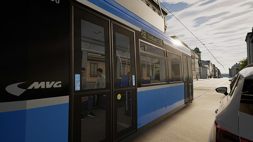 Durch die Maxvorstadt gehts mit der Tram.