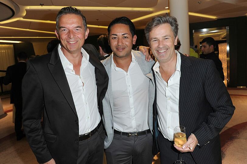 Andreas Barner, Karim Maataoui und Timothy Peach bei der GENTLEMEN STYLE NIGHT im Hotel Vier Jahreszeiten.